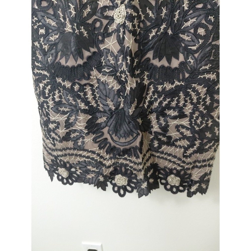 Sue Wong Nocturne Black Nude Cocktail Dress Sz 4 Soutache Embroidered Lace Party - Picture 4 of 9